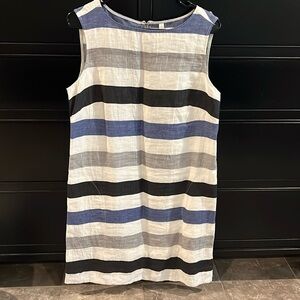 Nuthatch women’s sleeveless blue‎ striped linen sheath dress. Size medium